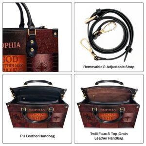 Personalized Leather Handbag with Zipper Inspirational God Is Within Her Gift 1