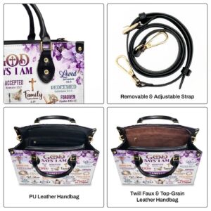 God Says I Am Gift: Personalized Leather Handbag with Zipper 1