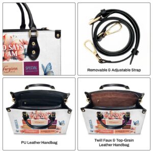 God Says I Am Gift: Personalized Leather Handbag with Zipper 1