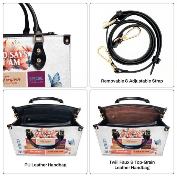 God Says I Am Gift: Personalized Leather Handbag with Zipper