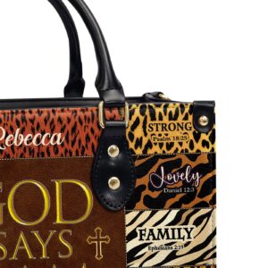 Unique Personalized Leather Handbag with Zipper - God Says I Am Gift 1