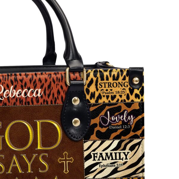 Unique Personalized Leather Handbag with Zipper – God Says I Am Gift