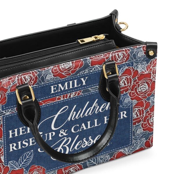 Custom Leather Handbag with Zipper Blessed Mom Gift from Kids