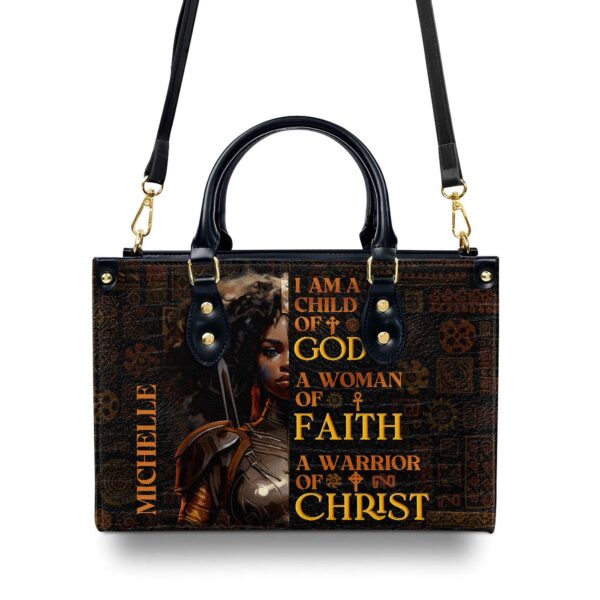 Personalized Leather Handbag with Zipper Child of God Gift – Customized Purse