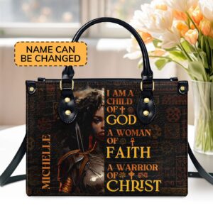 Personalized Leather Handbag with Zipper Child of God Gift - Customized Purse