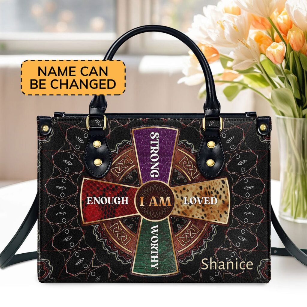 Custom Leather Zipper Handbag Personalized Gift from I Am