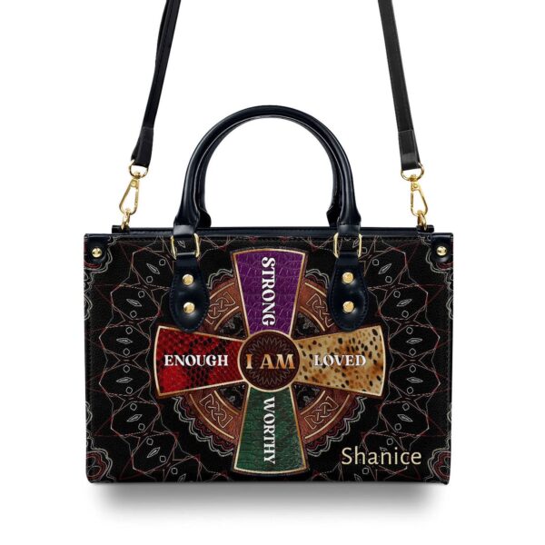 Custom Leather Zipper Handbag Personalized Gift from I Am