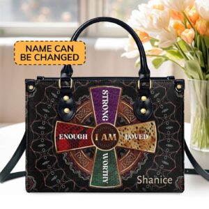Custom Leather Zipper Handbag Personalized Gift from I Am