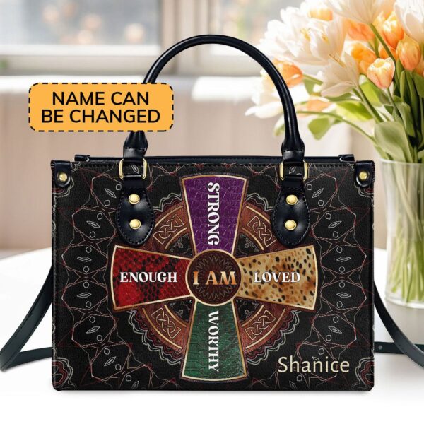 Custom Leather Zipper Handbag Personalized Gift from I Am
