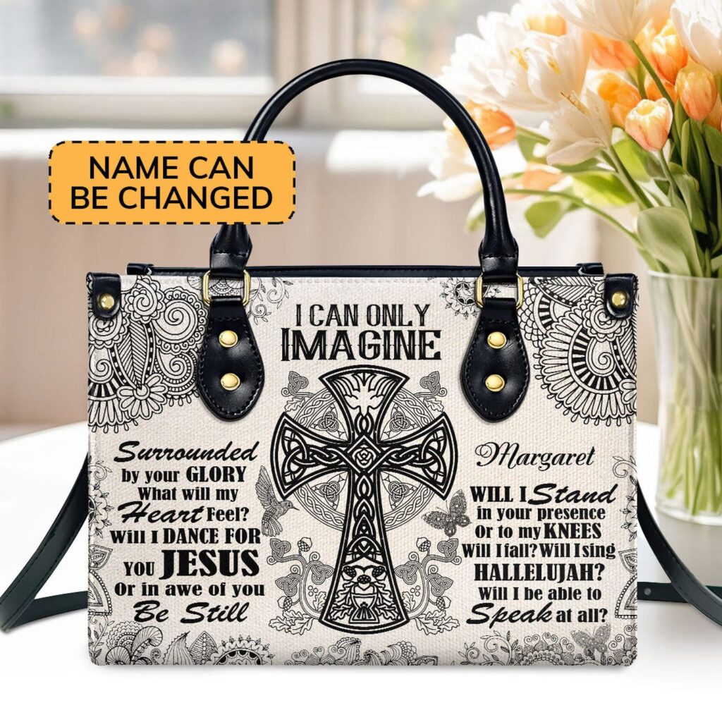 Custom Leather Handbag with Zipper Personalized I Can Only Imagine Gift Custom Leather Handbag with Zipper Personalized I Can Only Imagine Gift