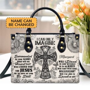 Custom Leather Handbag with Zipper Personalized I Can Only Imagine Gift