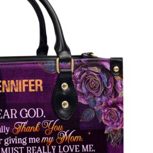 Custom Leather Handbag with Zipper Unique Mom Gift with Gratitude 1