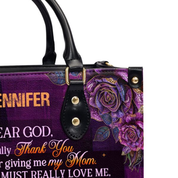 Custom Leather Handbag with Zipper Unique Mom Gift with Gratitude