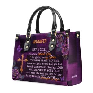Custom Leather Handbag with Zipper Unique Mom Gift - Personalized & Stylish 1