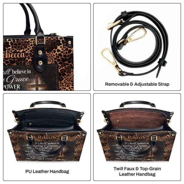 Customized Leather Handbag with Zipper Amazing Grace Gift