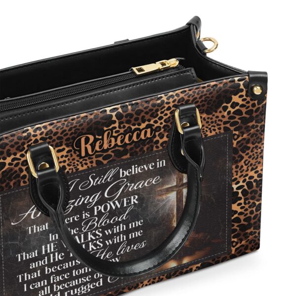 Custom Leather Handbag with Zipper Amazing Grace Gift