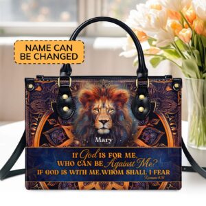 Custom Leather Handbag with Zipper If God Is For Me Gift