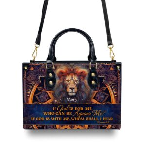 Custom Leather Handbag with Zipper If God Is For Me Gift 1