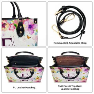 Custom Leather Handbag with Zipper Personalized Initial Letter Gift 1