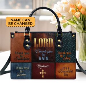 Custom Leather Handbag with Zipper Personalized Gift for Her - It s a Beautiful Day