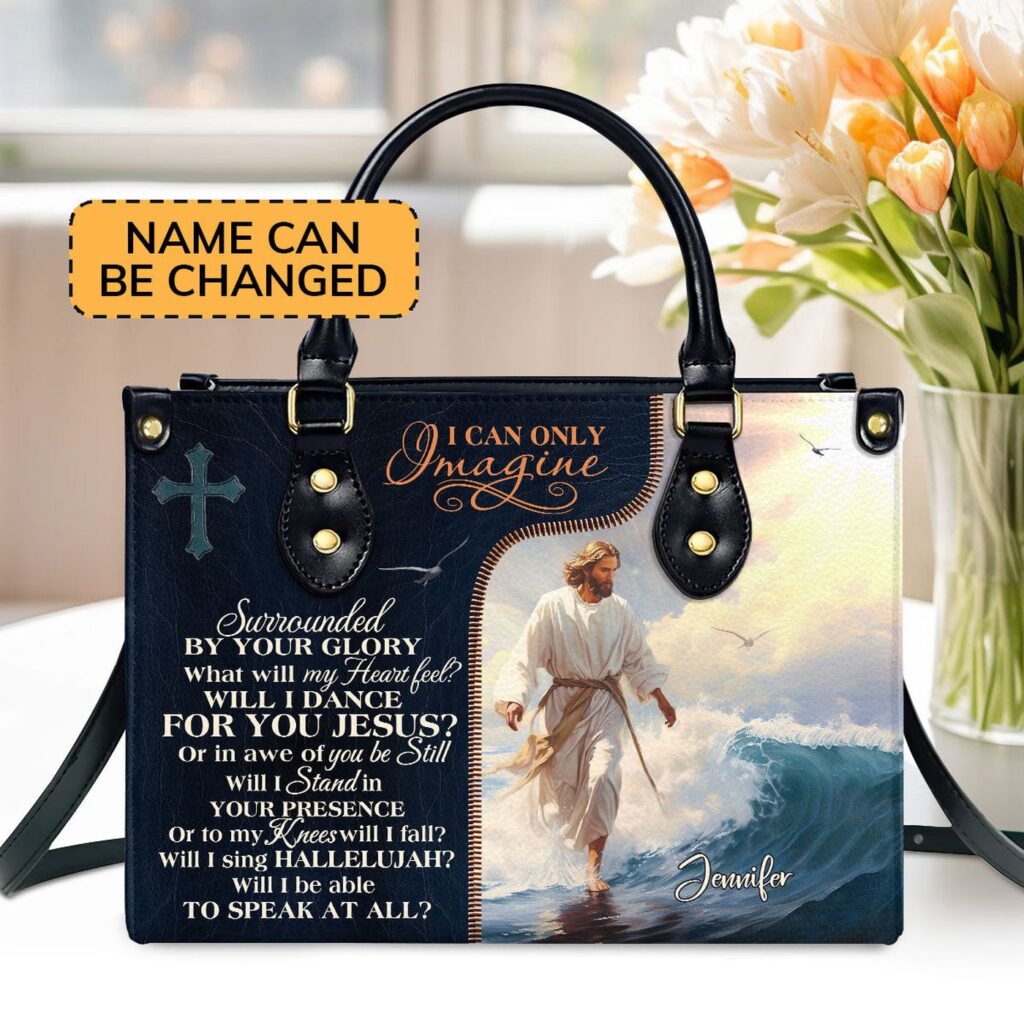 Custom Leather Handbag with Zipper Jesus I Can Only Imagine Gift Custom Leather Handbag with Zipper Jesus I Can Only Imagine Gift
