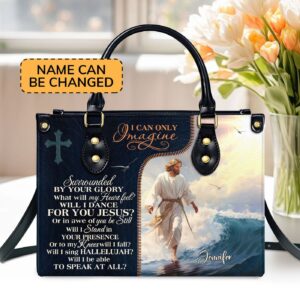 Custom Leather Handbag with Zipper Jesus I Can Only Imagine Gift
