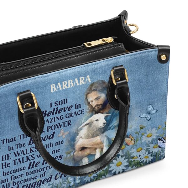 Jesus I Still Believe In Amazing Grace Personalized Leather Handbag With Zipper