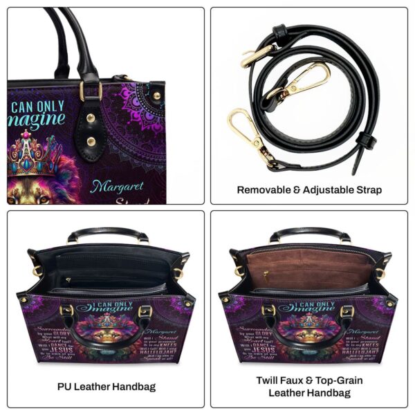 Custom Leather Handbag with Zipper Lion Theme Unique Gift Idea
