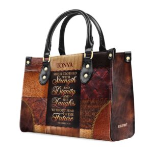 Strength & Dignity Personalized Leather Handbag with Zipper - Fearless Future Gift 1