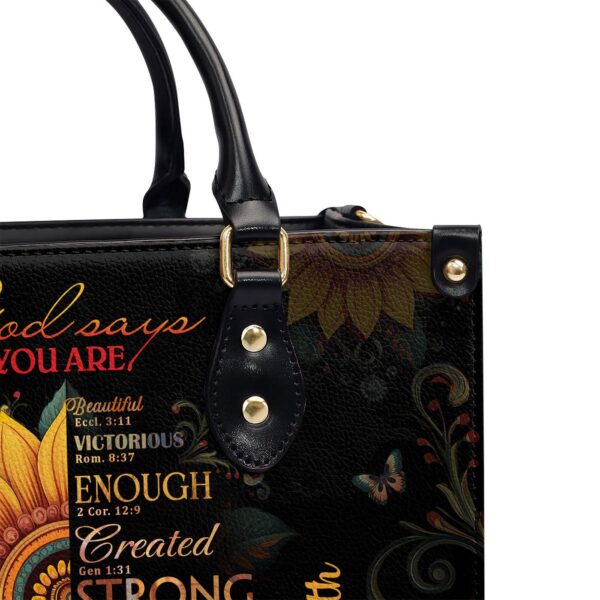 Sunflower God Says You Are Gift: Custom Leather Handbag with Zipper
