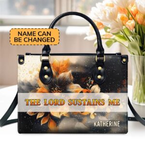 Personalized Leather Handbag With Zipper The Lord Sustains Me Gift
