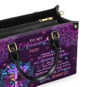 Custom Leather Handbag with Zipper Personalized Gift for Mom - Amazing Mother s Day Present 1