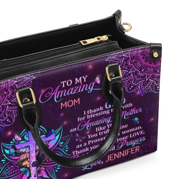 Custom Leather Handbag with Zipper Personalized Gift for Mom – Amazing Mother s Day Present