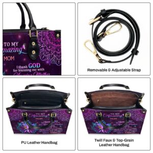 Custom Leather Handbag with Zipper - Perfect Gift for Mom 1