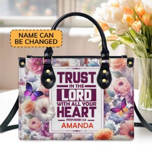 Trust In The Lord Personalized Leather Handbag with Zipper - Unique Gift Idea