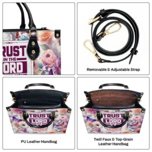 Trust In The Lord Personalized Leather Handbag with Zipper - Unique Gift Idea 1