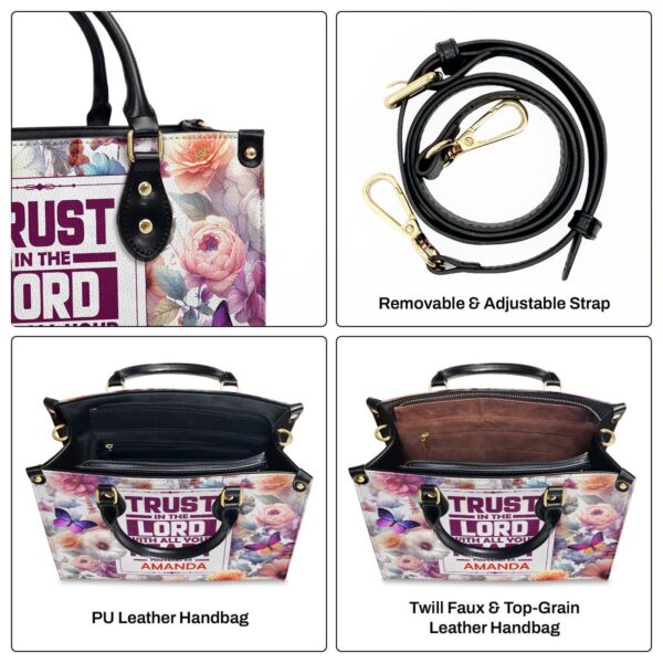 Trust In The Lord Personalized Leather Handbag with Zipper – Unique Gift Idea