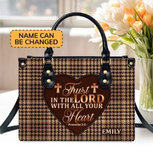 Trust In The Lord Personalized Leather Handbag with Zipper - Heartfelt Gift