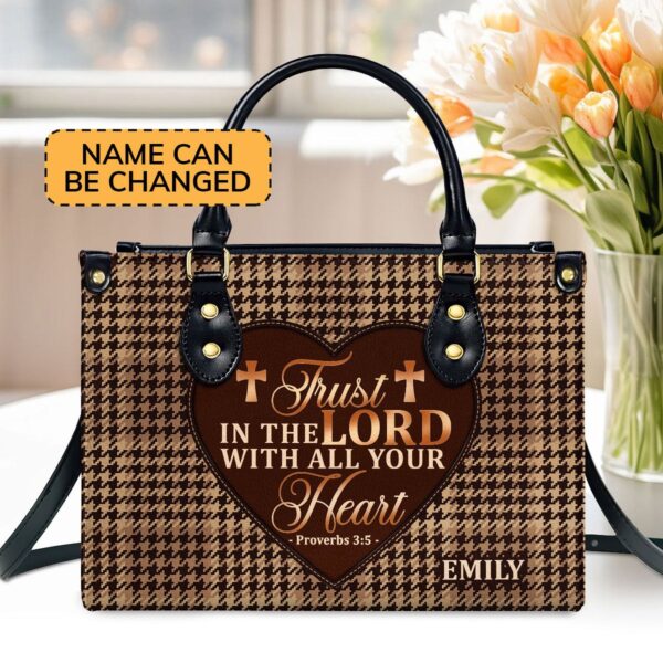 Trust In The Lord Personalized Leather Handbag with Zipper – Heartfelt Gift