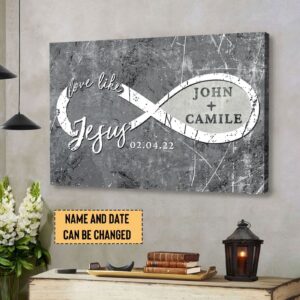 Personalized, Love Like Jesus Wall Art Canvas Print With Custom Names and Date