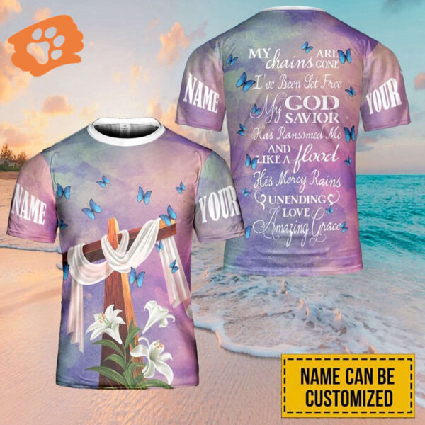 Custom Easter Lily Butterfly Cross 3D Shirt – Christian Faith Tee for Men & Women