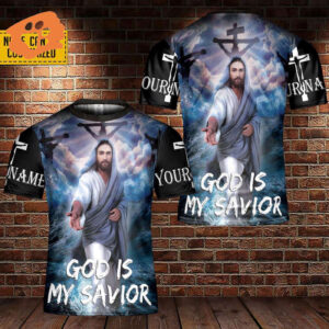 Faithful Personalized God Is My Savior 3D T-Shirt for Men and Women - Christian Name Print Shirt