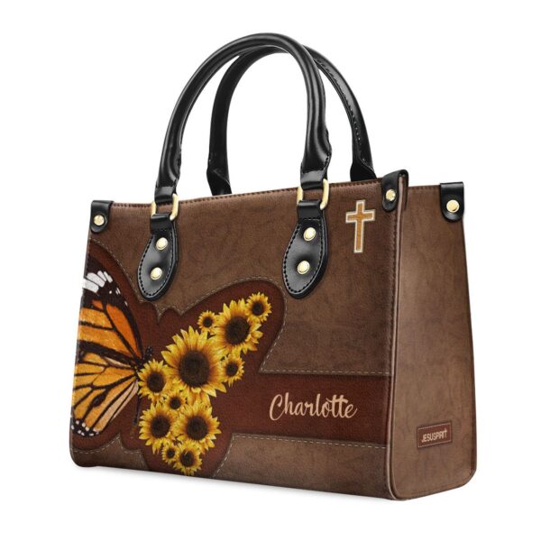 Custom Sunflower Leather Handbag Christian Women s Religious Gift