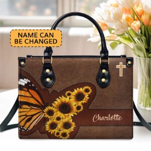 Custom Sunflower Leather Handbag Christian Women s Religious Gift