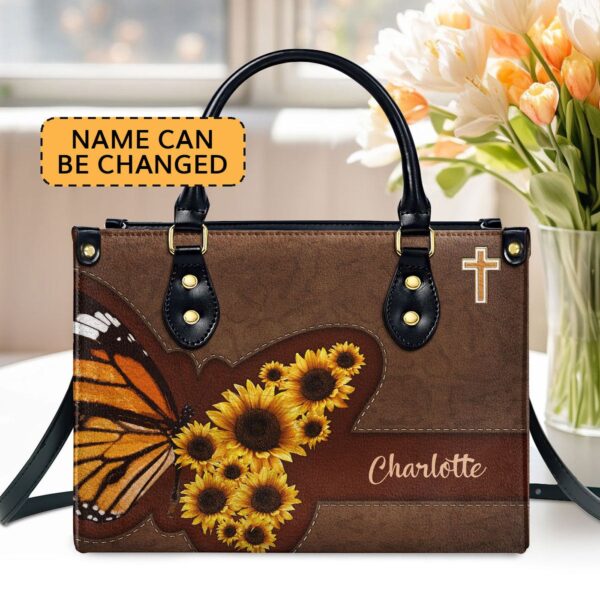 Custom Sunflower Leather Handbag Christian Women s Religious Gift