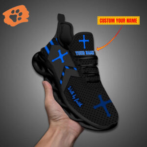 Personalized Walk By Faith Jesus Max Soul Shoes Blue Gift
