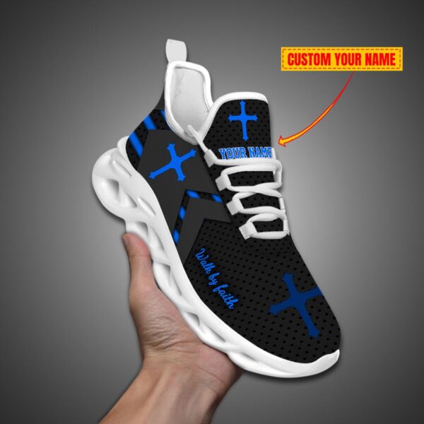 Personalized Walk By Faith Jesus Max Soul Shoes Blue Gift