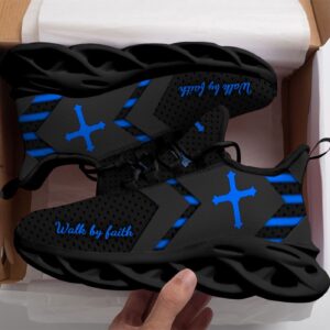 Personalized Walk By Faith Jesus Max Soul Shoes Blue Gift 1