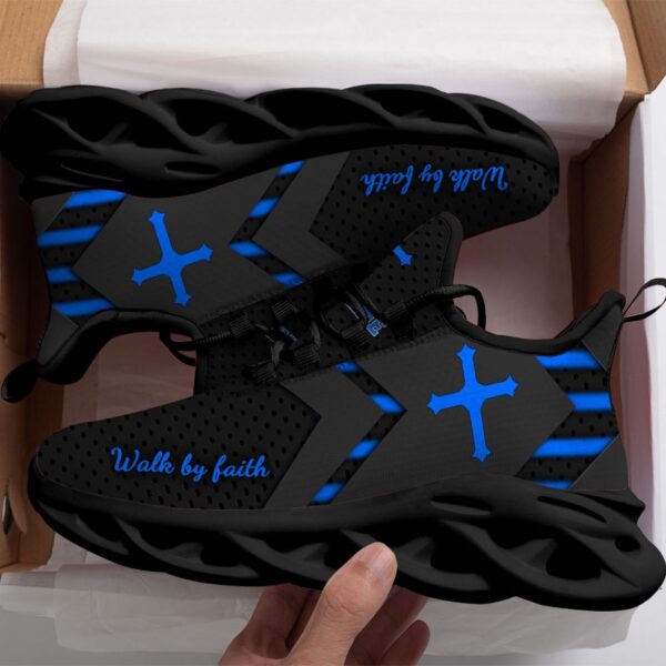 Personalized Walk By Faith Jesus Max Soul Shoes Blue Gift