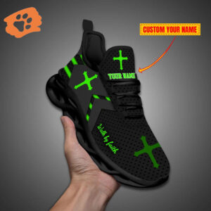 Personalized Walk By Faith Jesus Max Soul Shoes Green Gift
